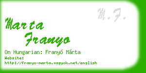 marta franyo business card